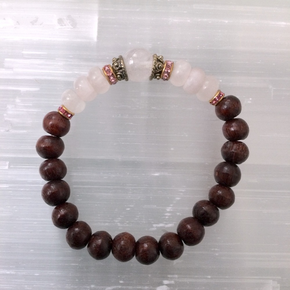Rose Quartz/Rosewood Gemstone Bracelet